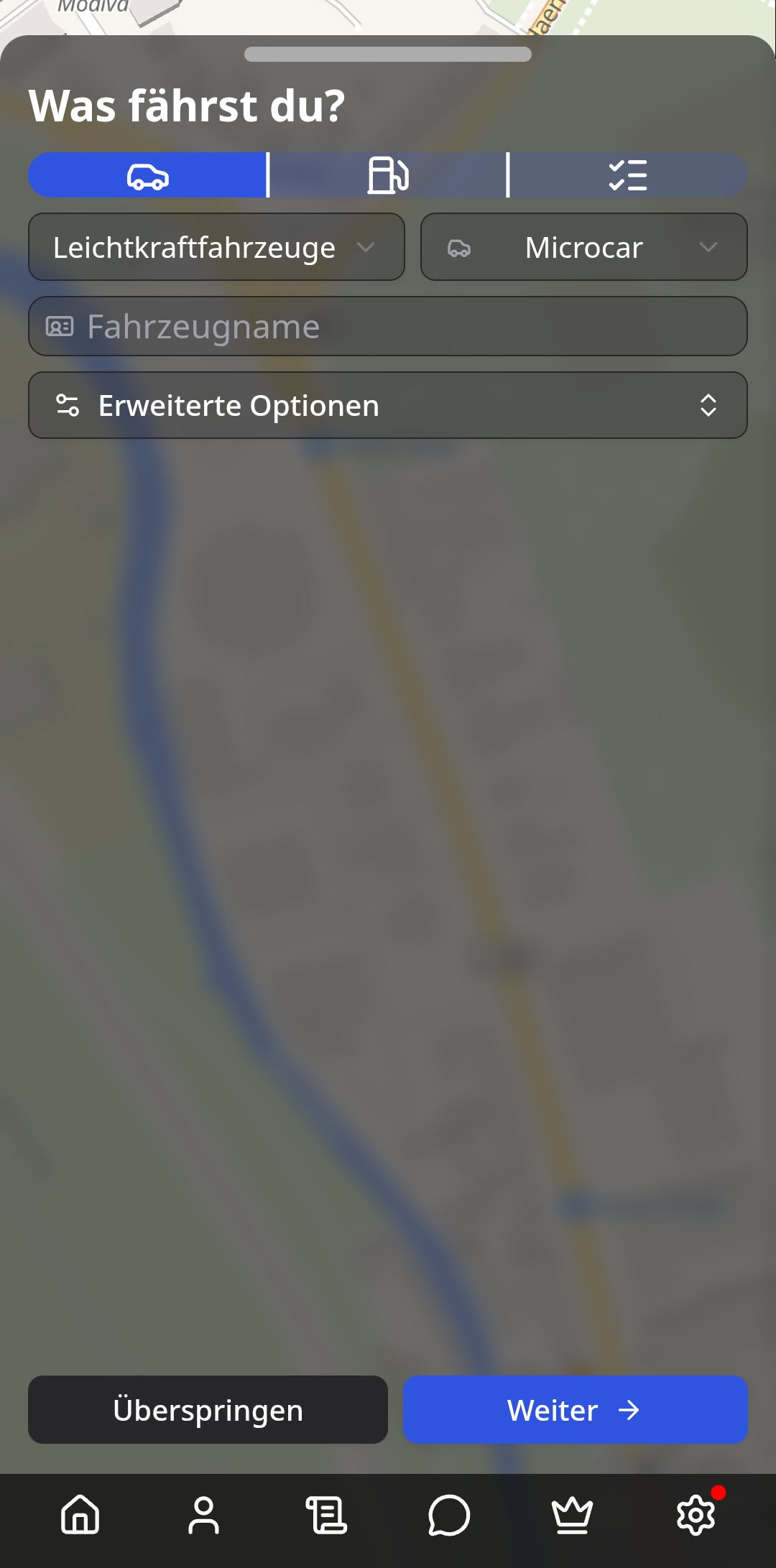 Fahrzeug erstellen in der App