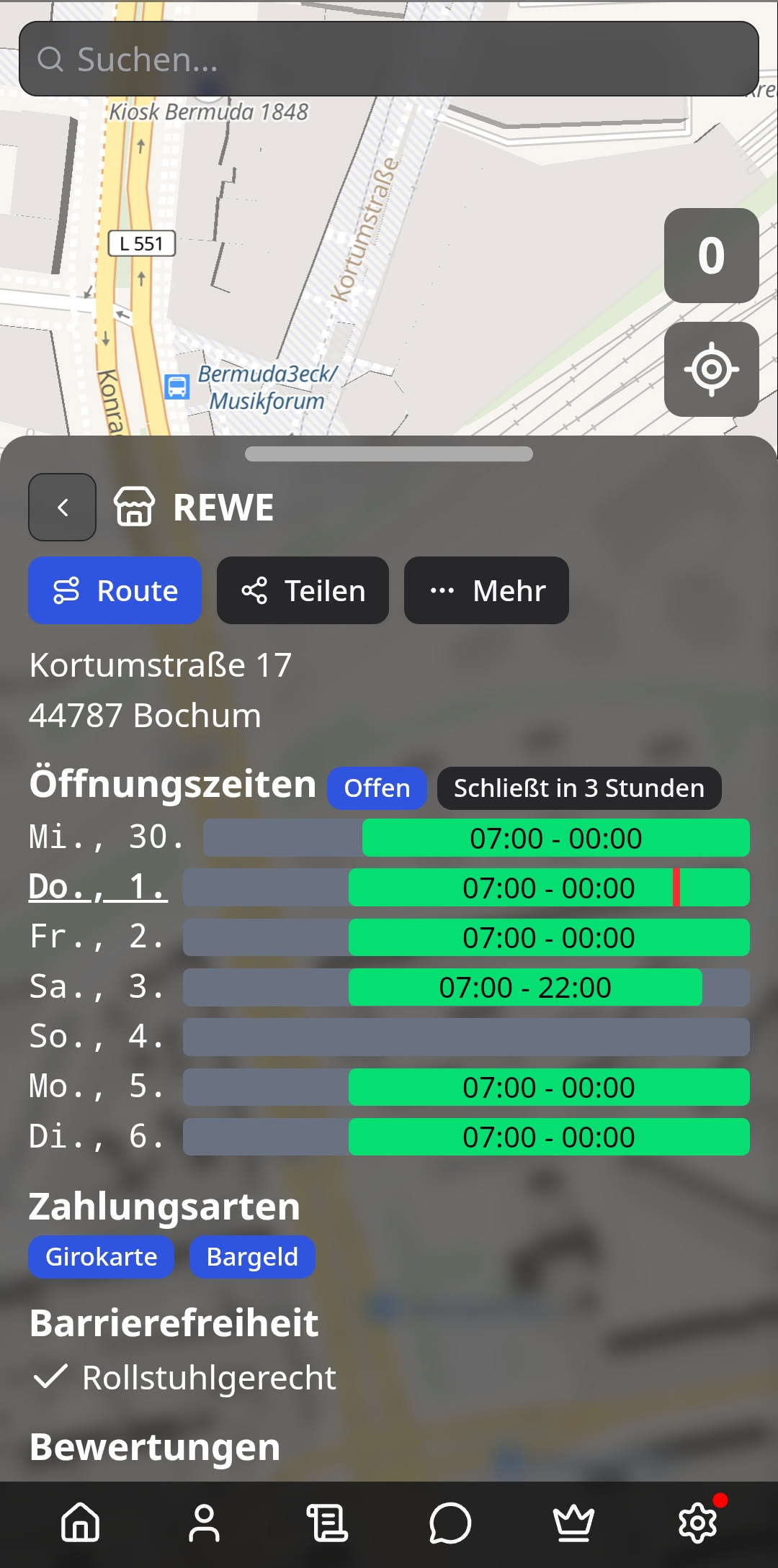 Standortinformationen in der App